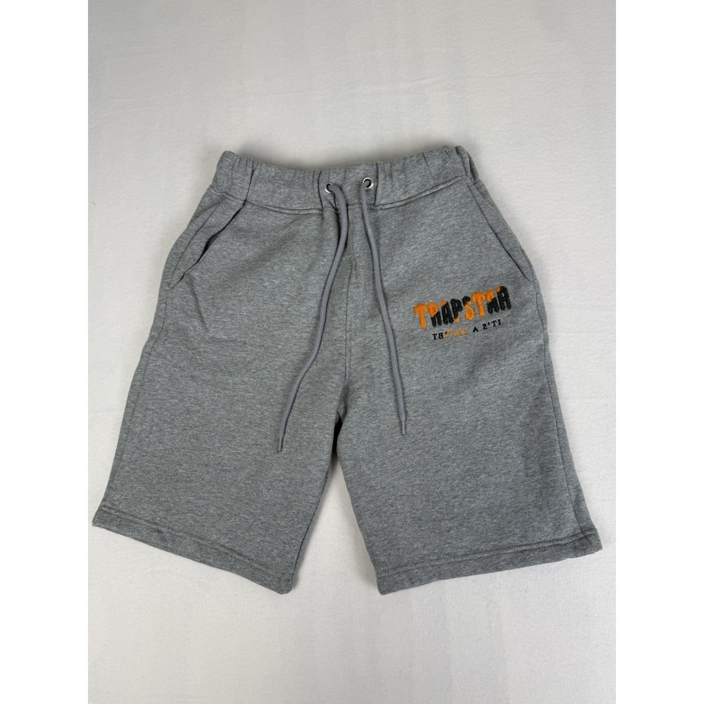 Trapstar Chenille Decoded Shorts in Gray/Orange (S)